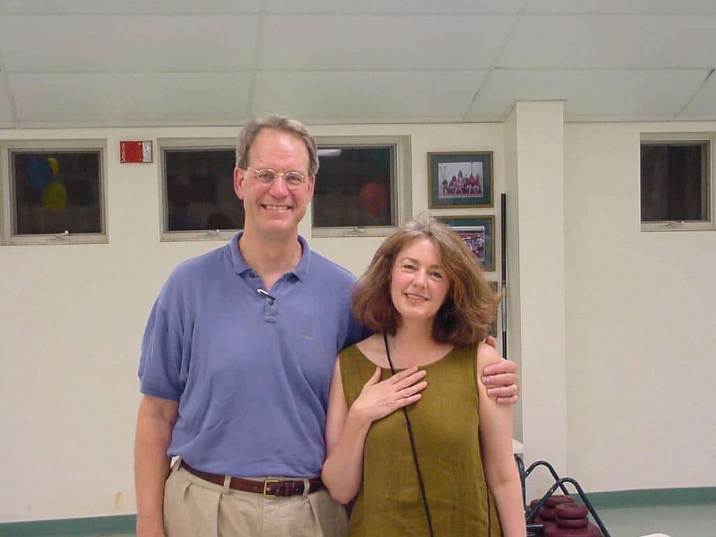 The pyburn's posing for a photo
